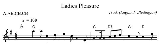 Ladies Pleasure - staff notation