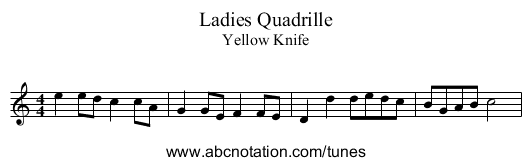 Ladies Quadrille - staff notation