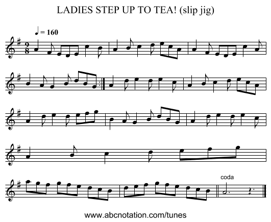 LADIES STEP UP TO TEA! (slip jig) - staff notation