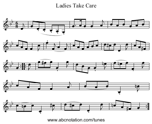 Ladies Take Care - staff notation