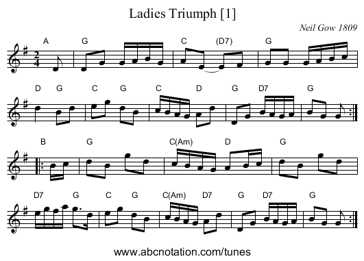 Ladies Triumph [1] - staff notation