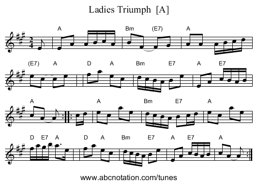 Ladies Triumph  [A] - staff notation
