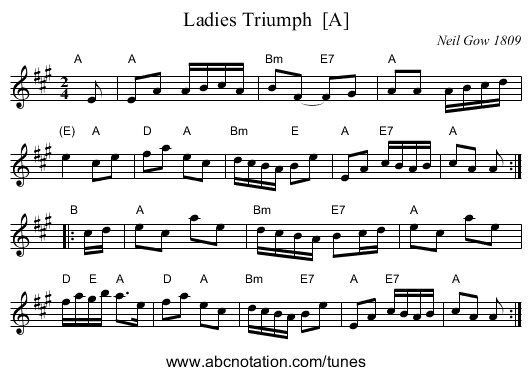 Ladies Triumph  [A] - staff notation