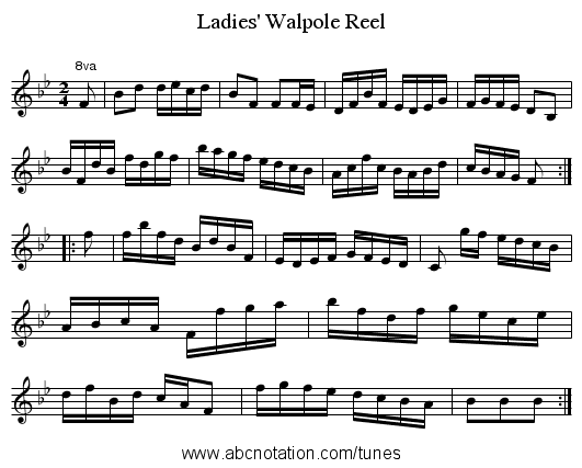 Ladies' Walpole Reel - staff notation