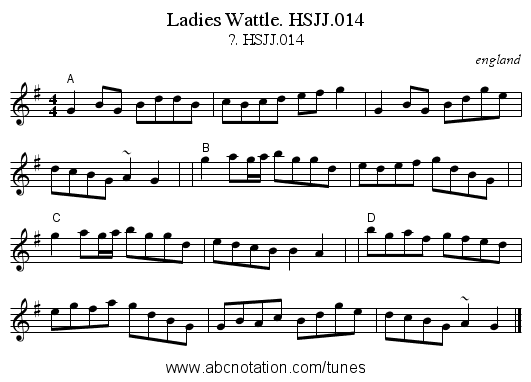 Ladies Wattle. HSJJ.014 - staff notation