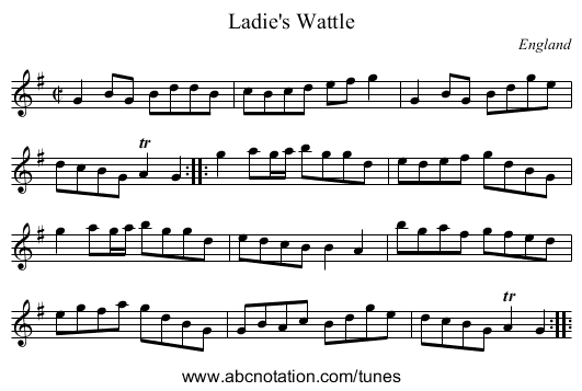 Ladie's Wattle - staff notation