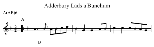 Lads a Bunchum, Adderbury - staff notation