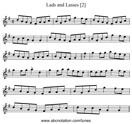 Lads and Lasses [2] - staff notation