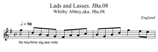 Lads and Lasses. JBa.08 - staff notation