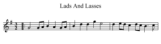 Lads And Lasses - staff notation