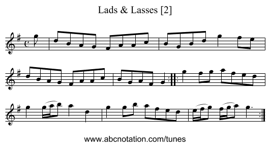 Lads & Lasses [2] - staff notation