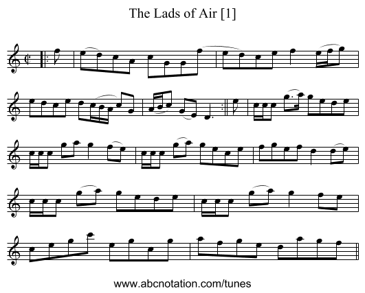 Lads of Air [1], The - staff notation