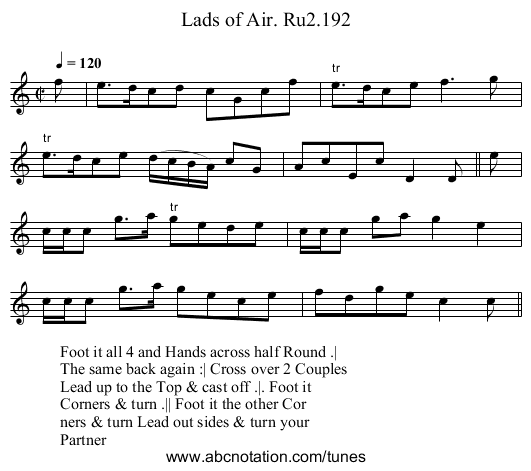 Lads of Air. Ru2.192 - staff notation