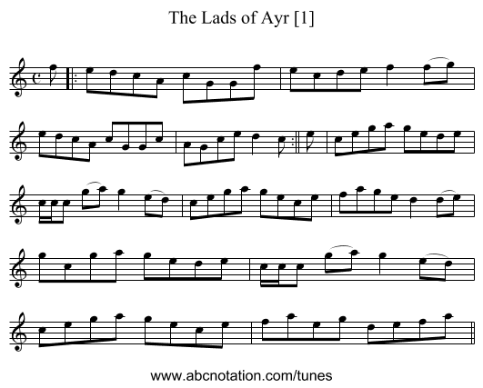 Lads of Ayr [1], The - staff notation