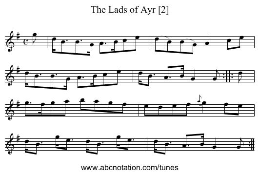 Lads of Ayr [2], The - staff notation