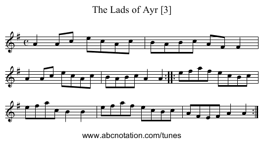 Lads of Ayr [3], The - staff notation