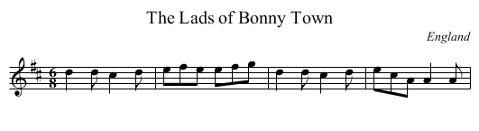 Lads of Bonny Town, The  - staff notation