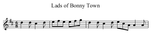 Lads of Bonny Town - staff notation