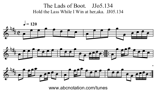 Lads of Boot.    JJo5.134, The - staff notation