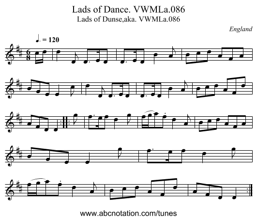 Lads of Dance. VWMLa.086 - staff notation