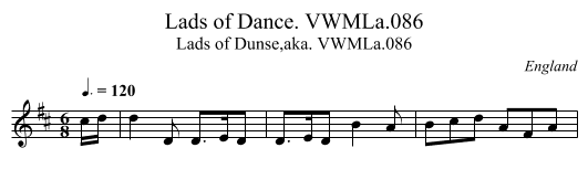 Lads of Dance. VWMLa.086 - staff notation
