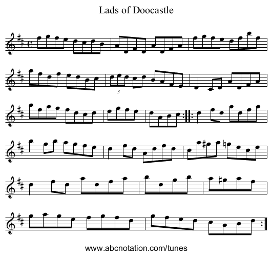 Lads of Doocastle - staff notation