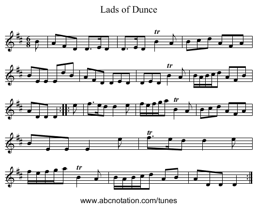 Lads of Dunce - staff notation