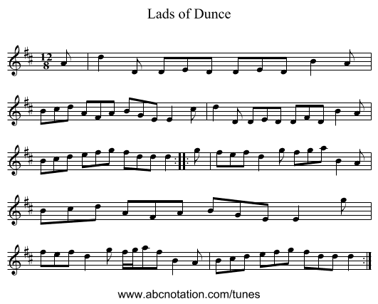 Lads of Dunce - staff notation