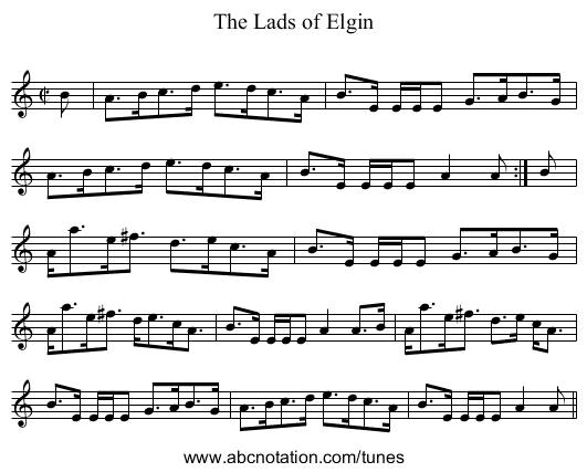 Lads of Elgin, The - staff notation