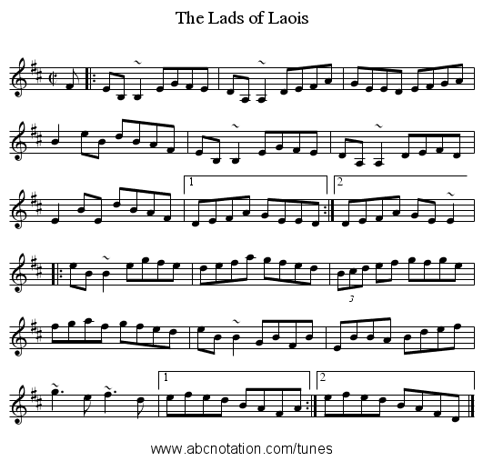 Lads of Laois, The - staff notation