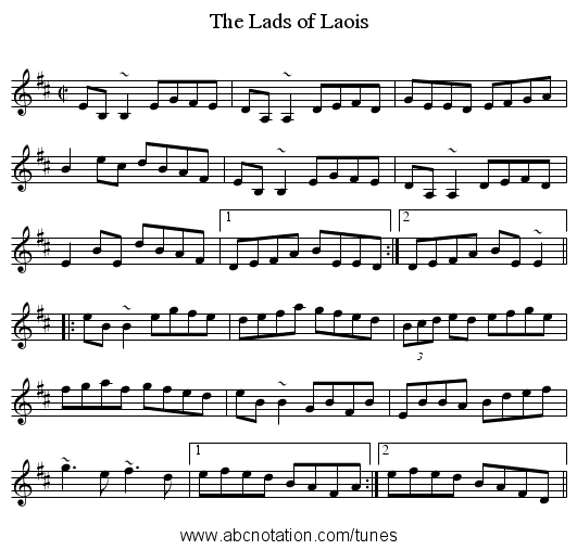 Lads of Laois, The - staff notation