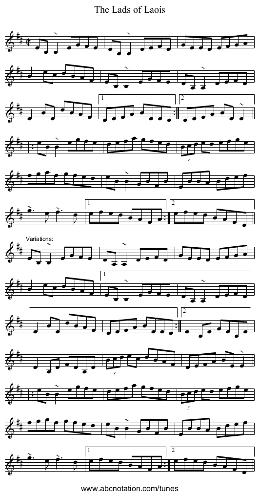 Lads of Laois, The - staff notation