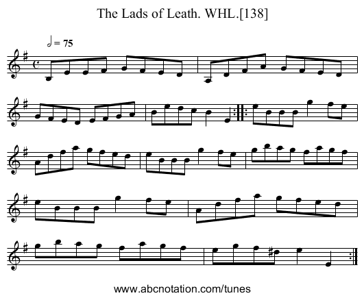 Lads of Leath. WHL.[138], The - staff notation