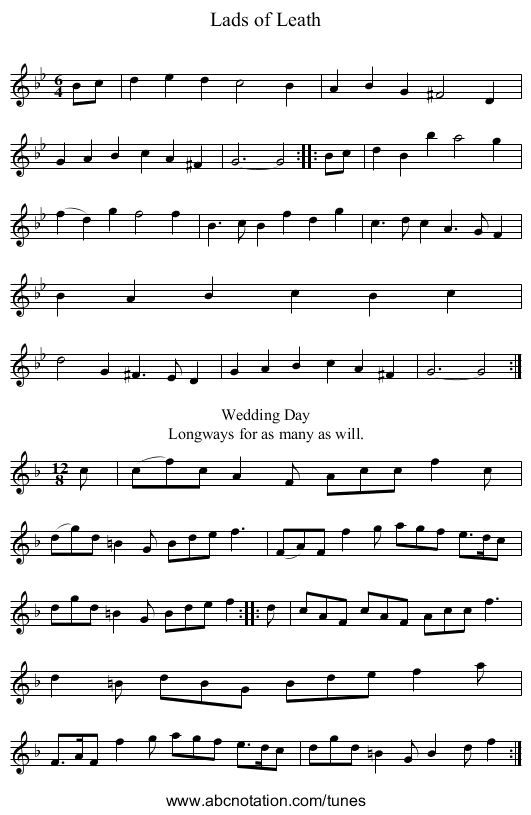 Lads of Leath - staff notation