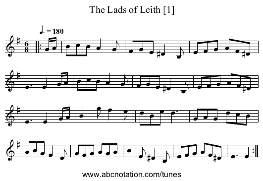 Lads of Leith [1], The - staff notation