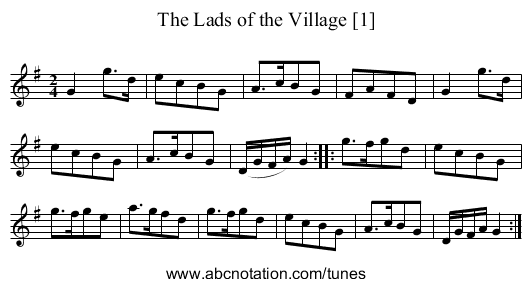 Lads of the Village [1], The - staff notation