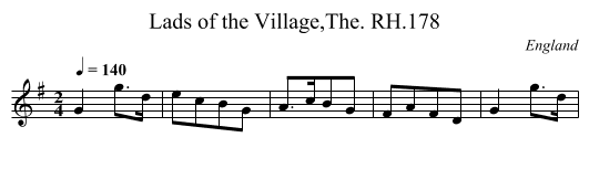 Lads of the Village,The. RH.178 - staff notation