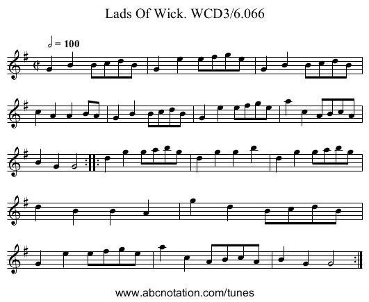 Lads Of Wick. WCD3/6.066 - staff notation