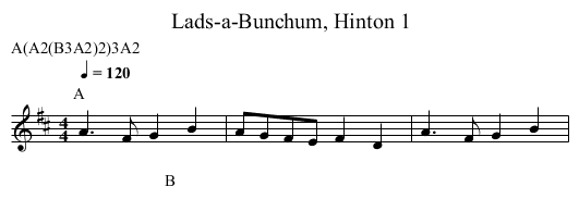 Lads-a-Bunchum, Hinton 1 - staff notation