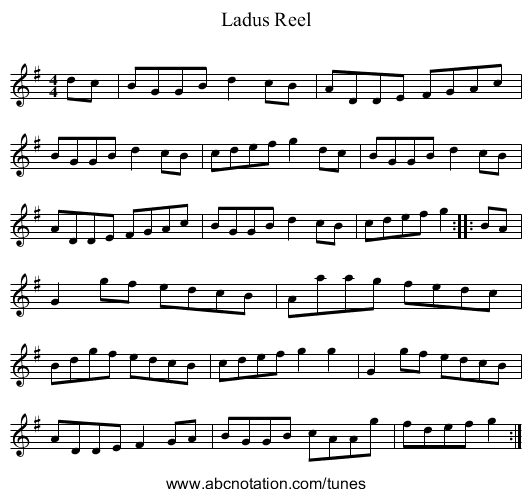 Ladus Reel - staff notation