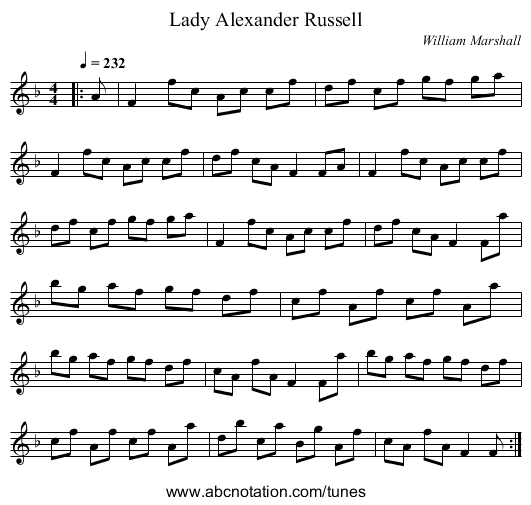 Lady Alexander Russell - staff notation