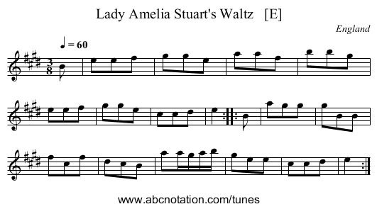 Lady Amelia Stuart's Waltz   [E] - staff notation