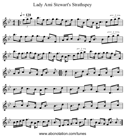 Lady Ami Stewart's Strathspey - staff notation