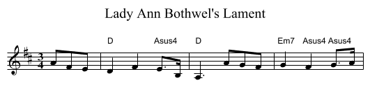 Lady Ann Bothwel's Lament - staff notation