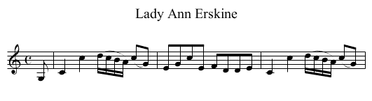 Lady Ann Erskine - staff notation