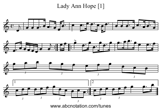 Lady Ann Hope [1] - staff notation