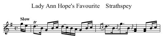 Lady Ann Hope's Favourite    Strathspey - staff notation