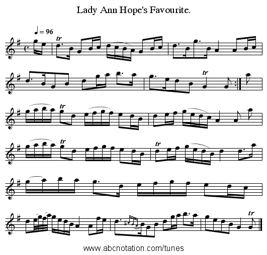 Lady Ann Hope's Favourite. - staff notation