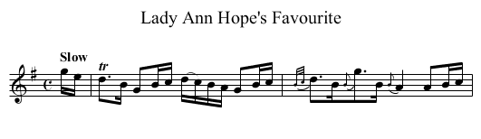 Lady Ann Hope's Favourite - staff notation