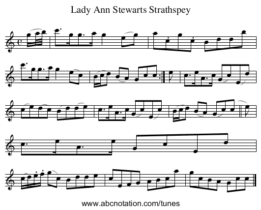 Lady Ann Stewarts Strathspey - staff notation